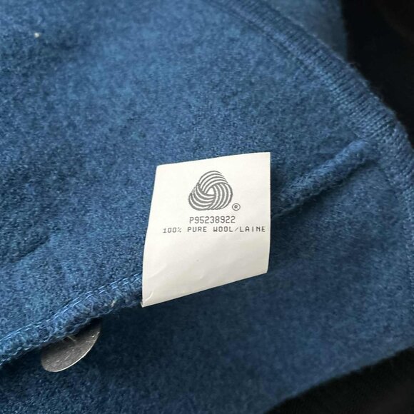 Geiger Petrol Blue Boiled Wool Cardigan Jacket w/ Pockets & Silver Buttons EU 50 - Picture 10 of 11